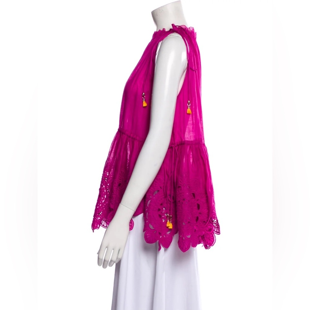 Zimmermann embroidered Scallop Tie Top linen camisole top cami top *like new - Picture 5 of 7